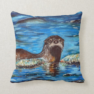 Cojín Decorativo Otter in the Waves Painting