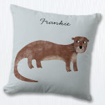 Cojín Decorativo Otter Personalizado<br><div class="desc">Una nutria bonita y sospechosa para los amantes de la vida salvaje. Arte original de Nic Squirrell. Cambie el nombre a personalizar.</div>
