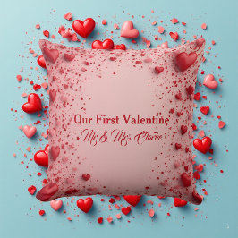 Cojín Decorativo Our First Valentine Mr & Mrs Romantic Hearts