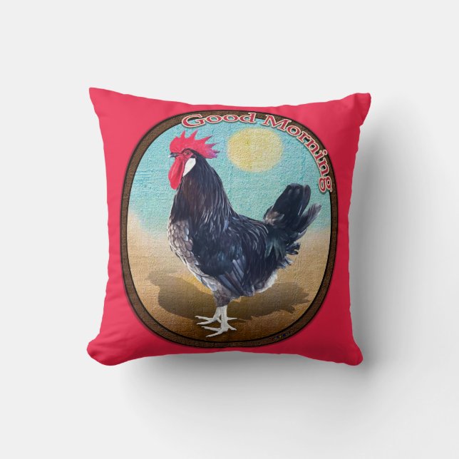 Cojín Decorativo Oval de Menorca Rooster Buenos Días (Anverso)