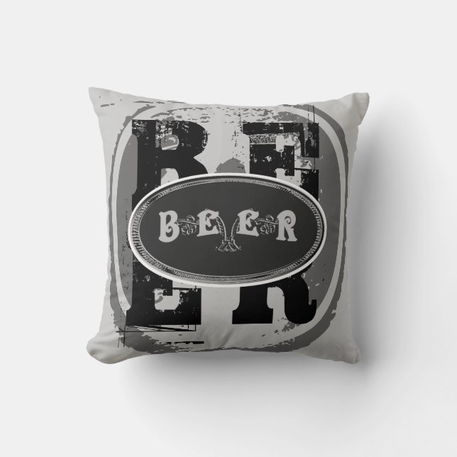 Cojín Decorativo Óvalo Cerveza-Negro y blanco 2 (Anverso)