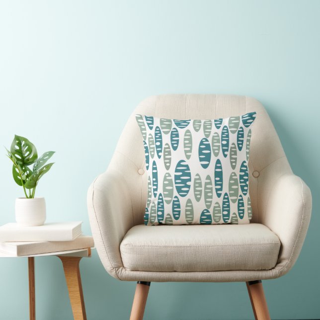 Cojín Decorativo Ovalos de holey azul retro (Silla)