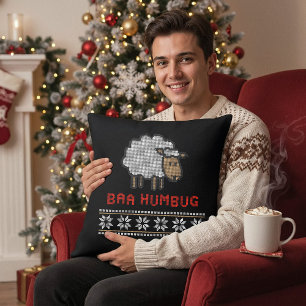 Cojín Decorativo Oveja Baa Humbug - Navidad divertida con juego de
