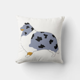 Cojín Decorativo oveja de oveja azul merlán blanco y tan silo.pn