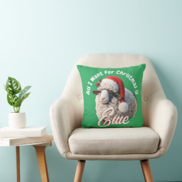 Cojín Decorativo Oveja Linda con Gorro de Santa Navidad