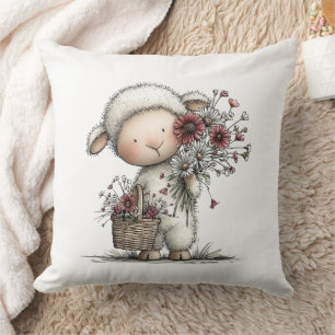 Cojín Decorativo Ovejas Acuarela Lindo Caprichoso