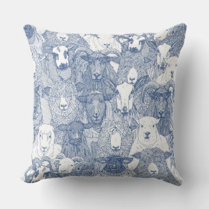Cojín Decorativo ovejas clásicas azul blanco