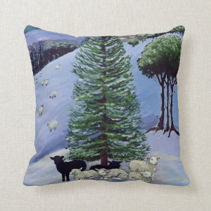 Cojín Decorativo Ovejas en un paisaje del invierno