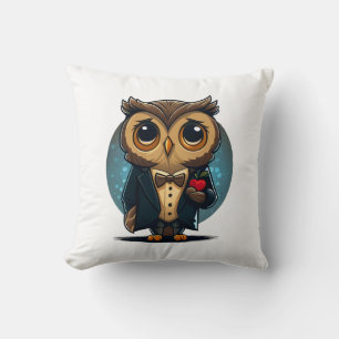 Cojín Decorativo Owl Groom in Love: Perfect El día de San Valentín
