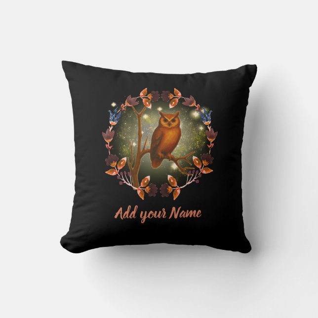 Cojín Decorativo Owl on a branch Throw Pillow (Anverso)