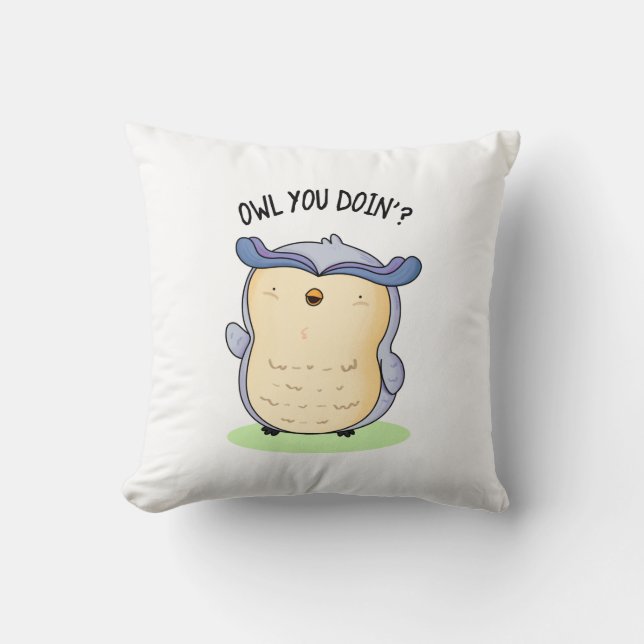 Cojín Decorativo Owl You Doin Funny Bird Pun (Anverso)