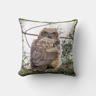 Cojín Decorativo Owlet En Una Rama De Pino