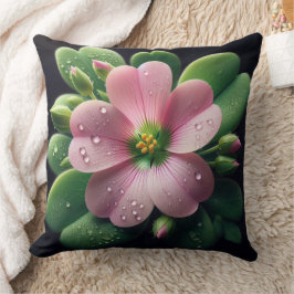 Cojín Decorativo Oxalis verde y rosa floral