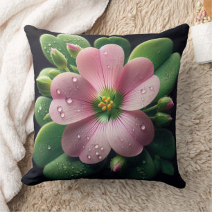 Cojín Decorativo Oxalis verde y rosa floral