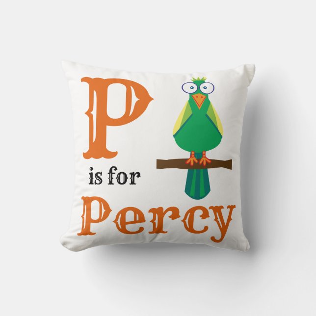 Cojín Decorativo P es para Percy bebé niño  (Anverso)