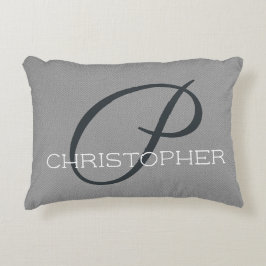 Cojín Decorativo P Nombre Personalizado Inicial Blanco Gris