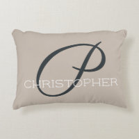 P Nombre Personalizado Inicial Neutro Taupe Beige