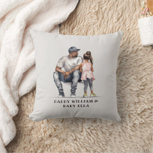 Cojín Decorativo Padre e hija negros personalizados (6)