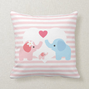 Cojín Decorativo Padres y bebé personalizados del elefante