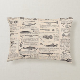 Cojín Decorativo Página de catálogo de señuelos de pesca antiguos I