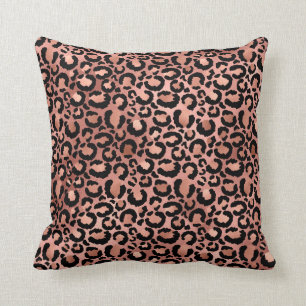 Cojín Decorativo Página de impresión de leopardo rosa y negro