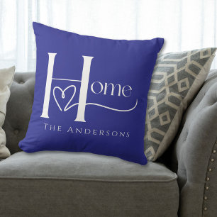 Cojín Decorativo Página principal del nombre personalizado azul