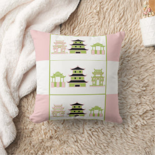 Cojín Decorativo Pagoda Rosa Verde con lumbar rayado