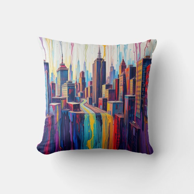 Cojín Decorativo Paint CIty & Magic Wolf Pillow (Anverso)