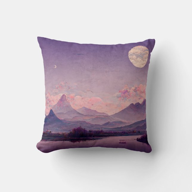 Cojín Decorativo Paintaje paisajístico asiático (Anverso)