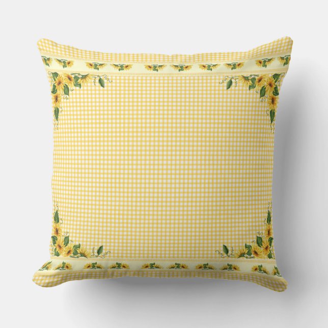 Cojín Decorativo País Amarillo Gingham Sunflower (Anverso)