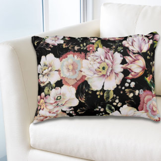 Cojín Decorativo País bohemio perrito moda femenina floral negra