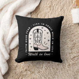 Cojín Decorativo País cristiano chica faith cita a cowgirl negro