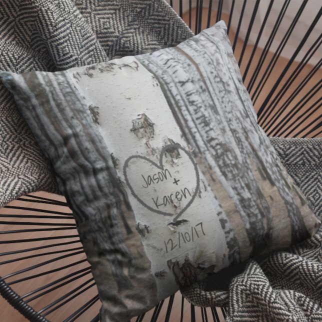 Cojín Decorativo País personalizado Rústico Corazón tallado (Subido por el creador)