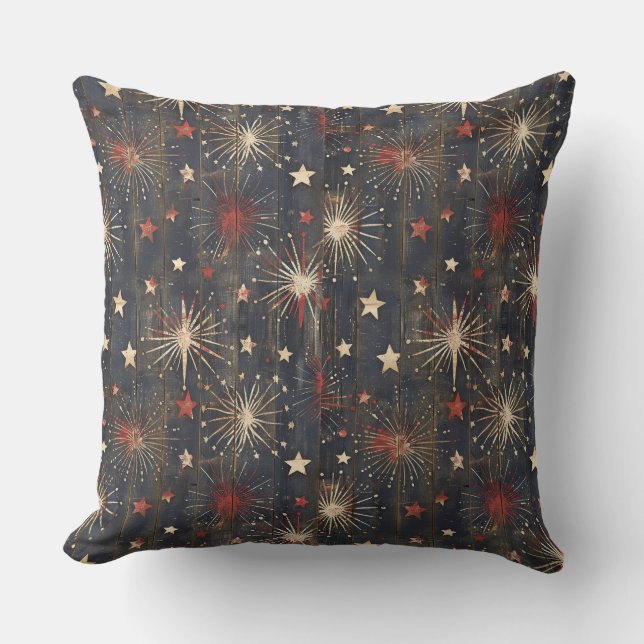 Cojín Decorativo País/Primitive angustiada Americana (Anverso)