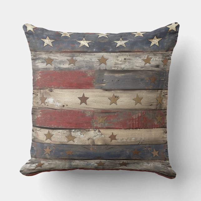 Cojín Decorativo País/Primitive angustiada Americana (Anverso)