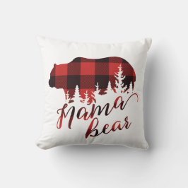 Cojín Decorativo País Rústico Rojo y Negro Flannel Mamá Oso