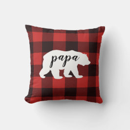 Cojín Decorativo País Rústico Rojo y Negro Flannel Papa Oso