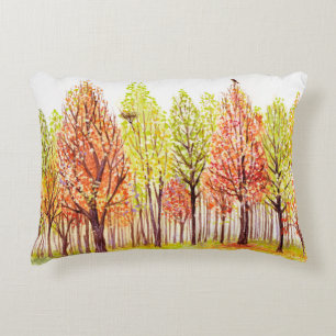 Cojín Decorativo Paisaje acuático con árboles de otoño