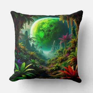 Cojín Decorativo Paisaje alienígena con vegetación exuberante