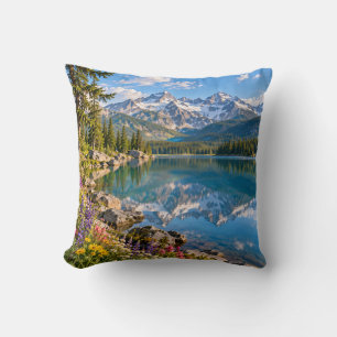 Cojín Decorativo Paisaje Alpino del Lago de Montaña