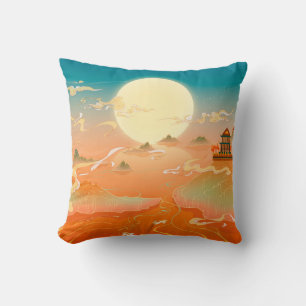Cojín Decorativo Paisaje antiguo oriental, pai clásico