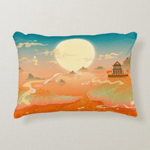Cojín Decorativo Paisaje antiguo oriental, pai clásico