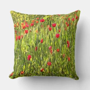 Cojín Decorativo Paisaje artístico de adormidera