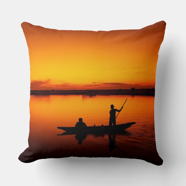Cojín Decorativo Paisaje atardecer con un barco-68465 (Anverso)