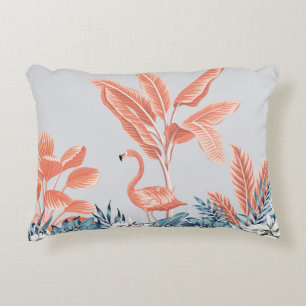 Cojín Decorativo Paisaje botánico vintage tropical, palmera rosa