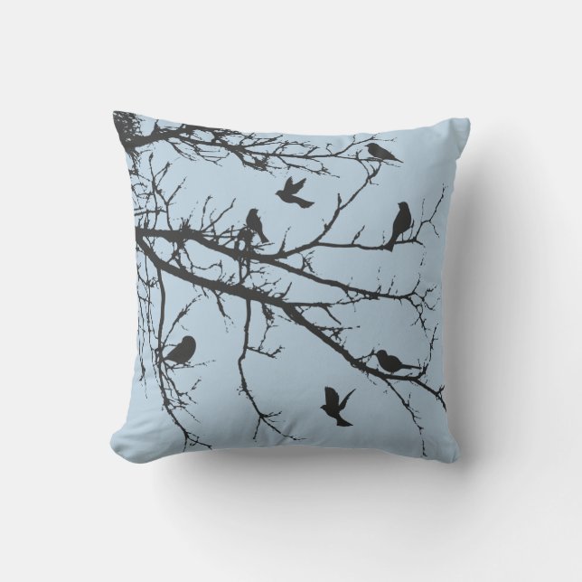 Cojín Decorativo Paisaje bucólico azul del bebé ligero (Anverso)