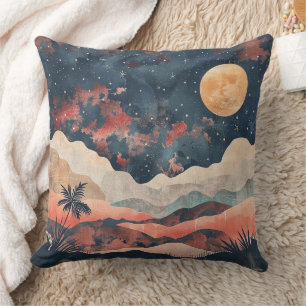 Cojín Decorativo Paisaje celeste del desierto boho índigo cobre Lun