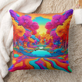 Cojín Decorativo Paisaje colorido de fantasía