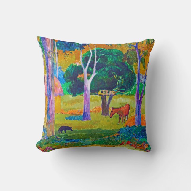 Cojín Decorativo Paisaje con cerdo y caballo, Gauguin (Anverso)