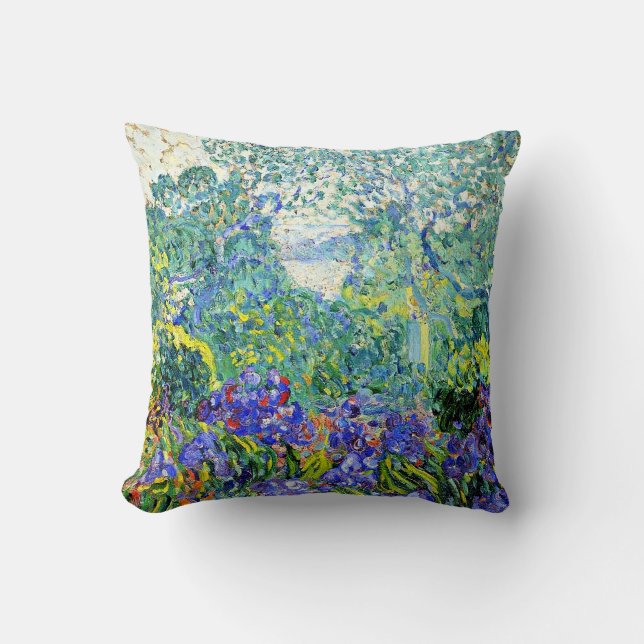 Cojín Decorativo Paisaje con irlandeses violetas (Anverso)